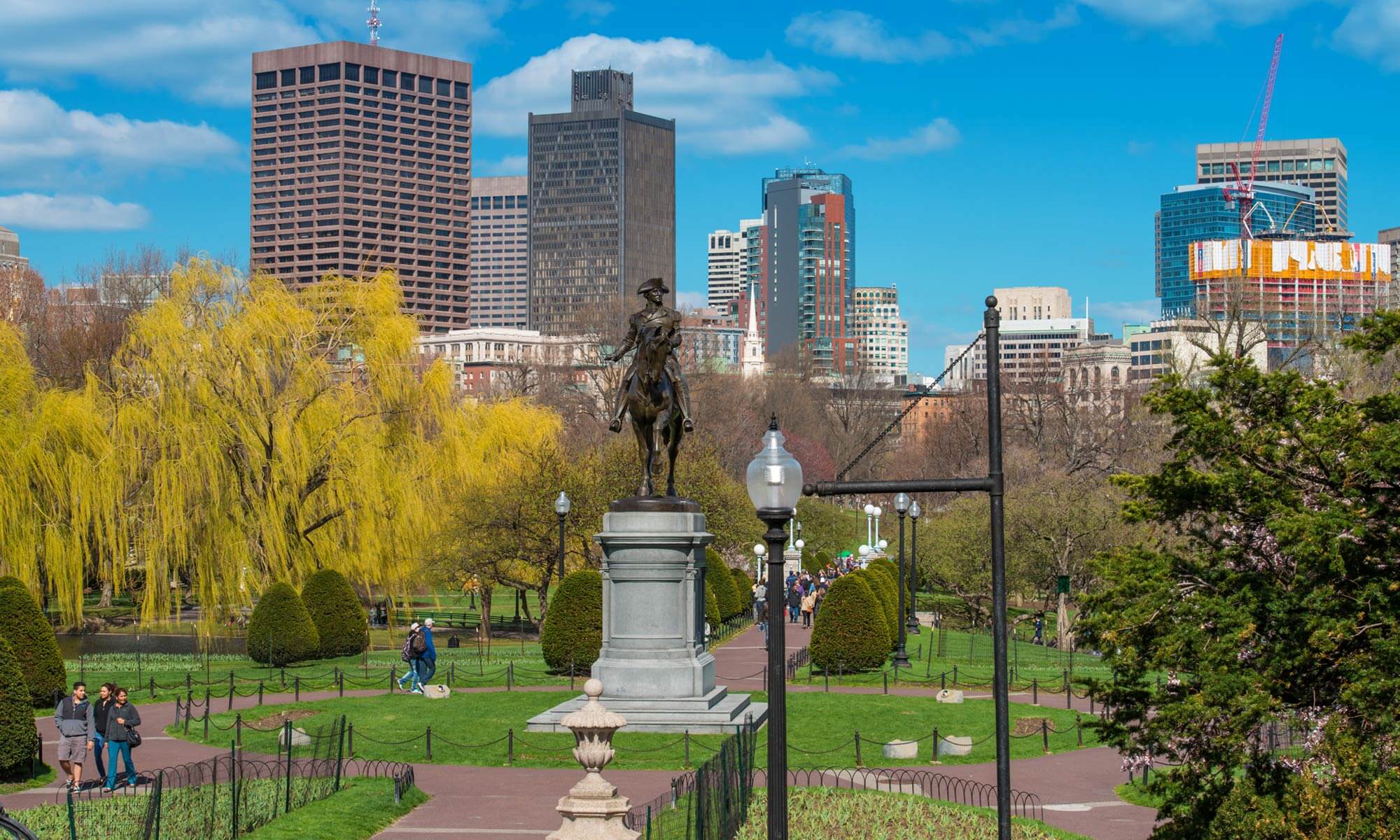 Bronze statue of George Washington on horseback in the Public Garden, Boston, MA