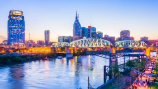 Romantic Things To Do in Nashville - Shelby Street Pedestrian Bridge over the Cumberland River in Nashville, TN