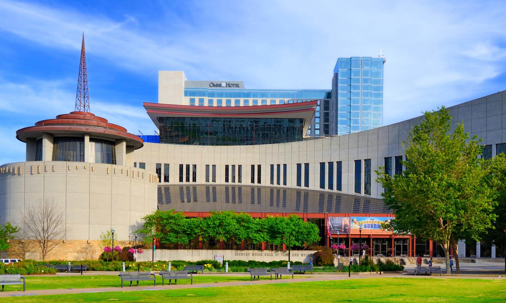 The main entrance to the Country Music Hall of Fame in Nashville, TN