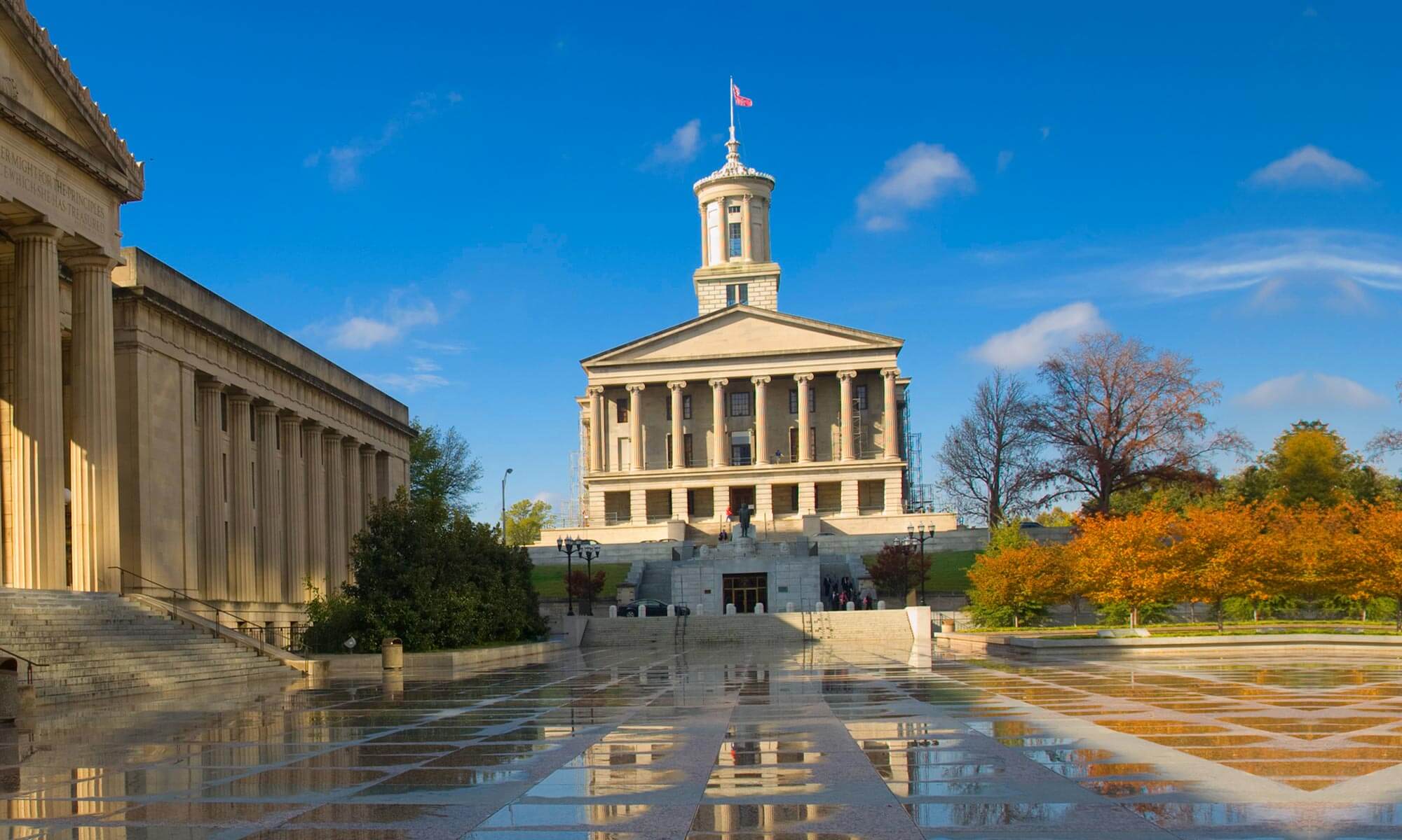 Exterior view of Tennessee State Capitol in Nashville, TN