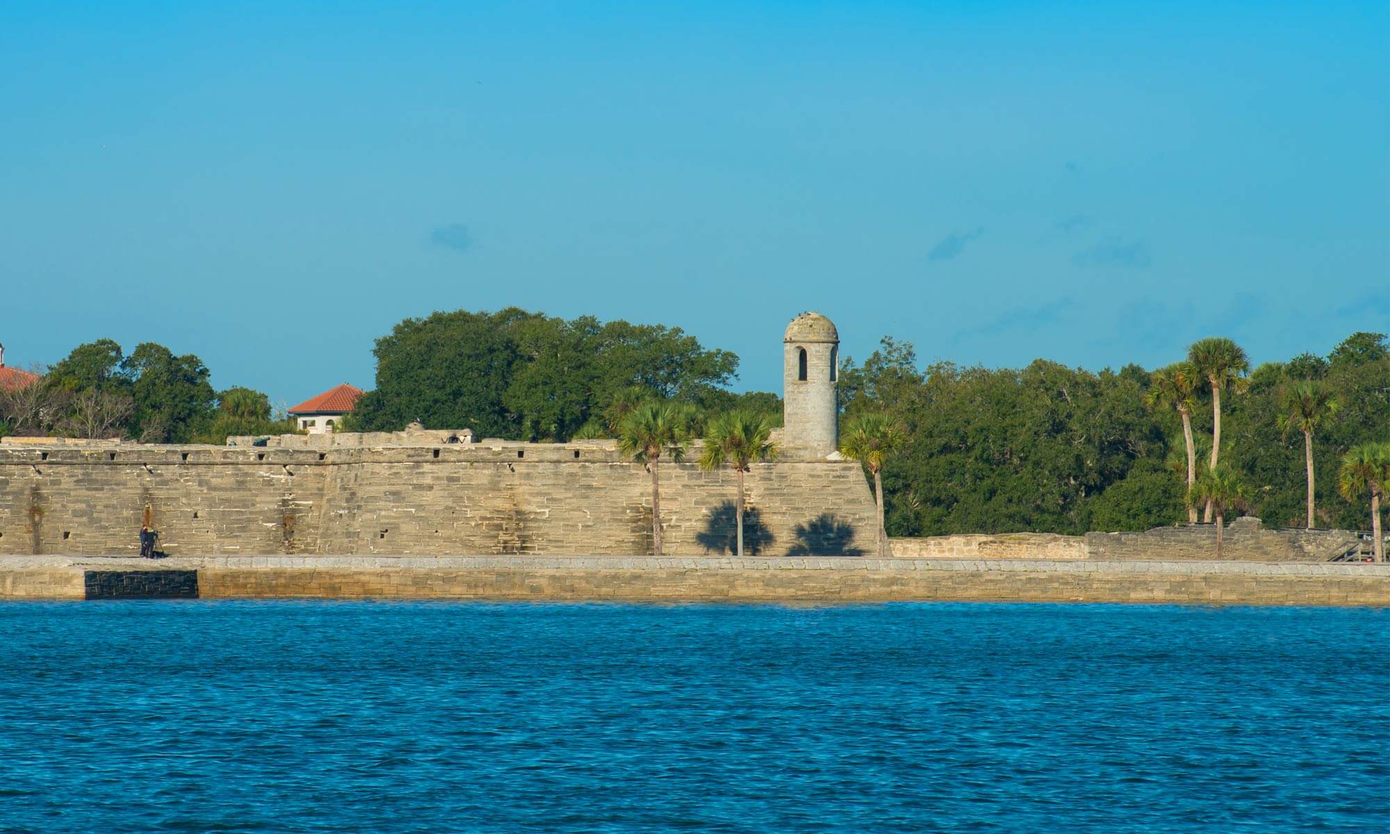 A view from the ocean of the tip of Castillo de San Marcos in St. Augustine