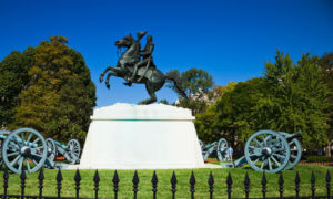 monument at dc tidal basin during spring in washington dc