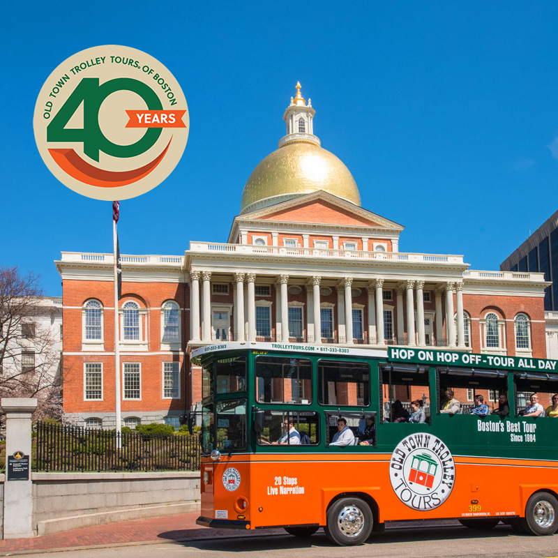 Boston trolley in front of state house