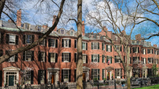 exterior picture of row houses at Louisburg Square in Boston