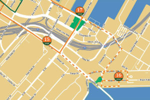 picture of boston map focusing on seaport district area