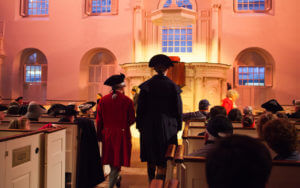Historical reenactment at Boston Old South Meeting House