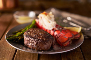steak and lobster dinner plate