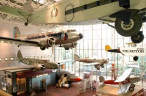 planes hanging from ceiling at smithsonian air and space museum in washington dc