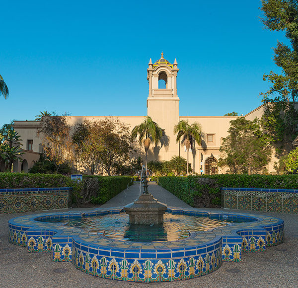 courtyard and fountain at San Diego Balboa Park