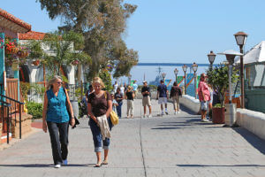 downtown seaport village boardwalk with tourists