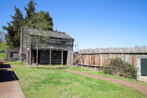 Fort Nashborough picture featuring a log house and a log fence