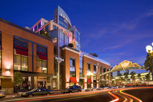 exterior of hard rock san diego hotel at night