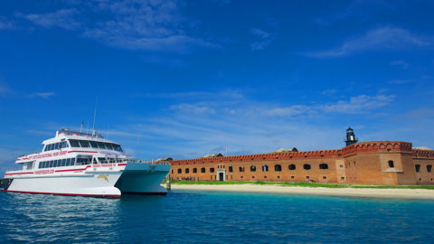 yankee freedom ferry in the water in front of dry tortugas