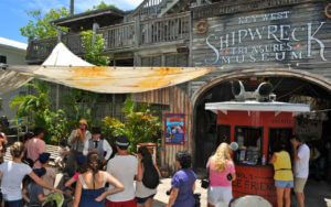 crowd at key west shipwreck museum entrance