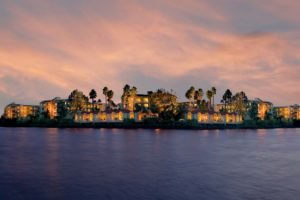 view of loews coronado bay san diego hotel from the water