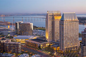 aerial view of manchester grand hyatt san diego hotel