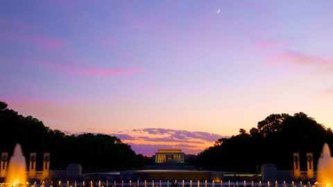 view of lincoln memorial on monuments by moonlight tour