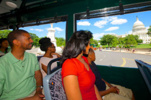 Family sightseeing in Washington DC on Old Town Trolley 