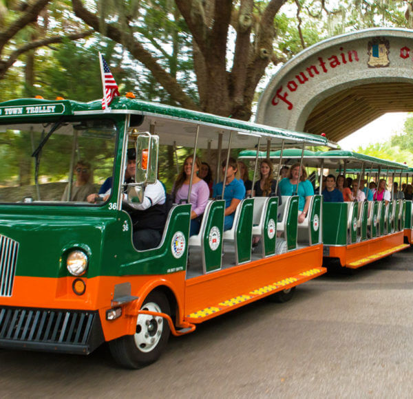 Departing from the Fountain of Youth in St. Augustine on Old Town Trolley