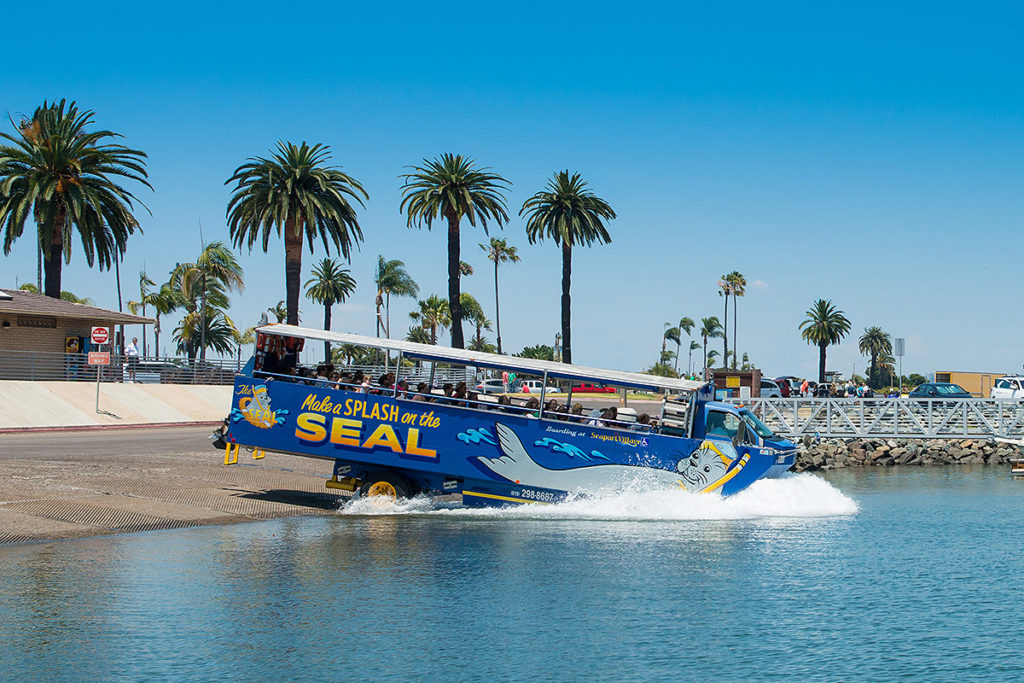 san diego seals tour vehicle entering the water