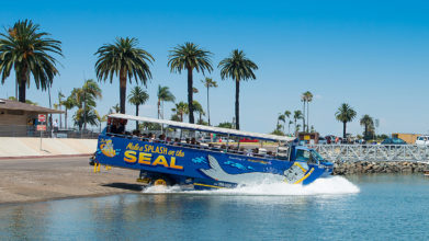 san diego seals tour vehicle entering the water