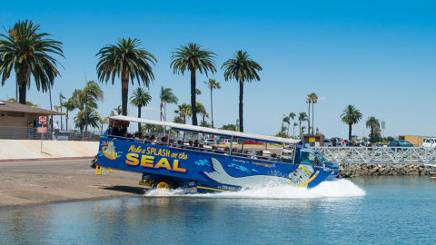 san diego seals tour vehicle entering the water