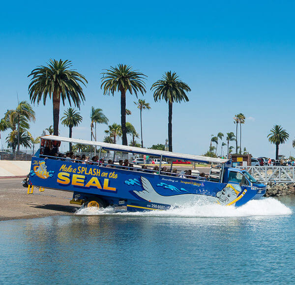 san diego seals tour vehicle entering the water