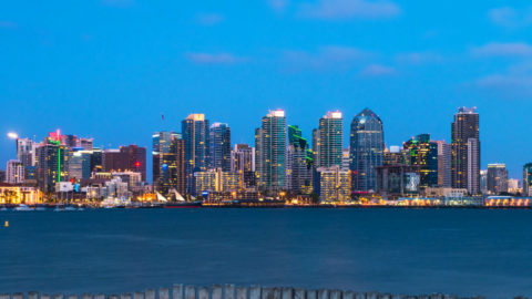 View of San Diego skyline at dusk