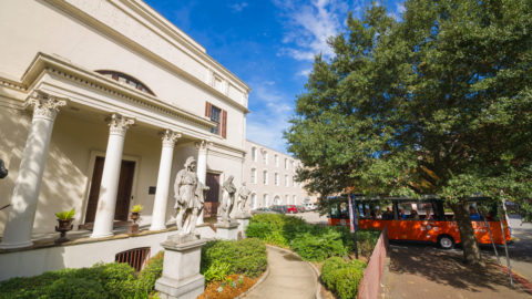 Old Town Trolley tour stop at Telfair Museum of Art