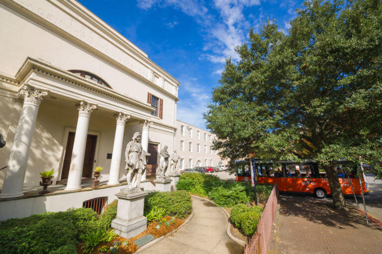 Old Town Trolley tour stop at Telfair Museum of Art