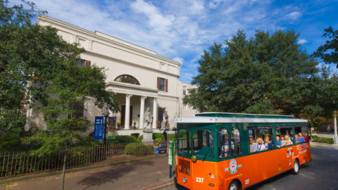 Old Town Trolley tour stop at Telfair Museum of Art