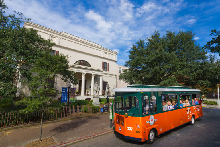 Old Town Trolley tour stop at Telfair Museum of Art