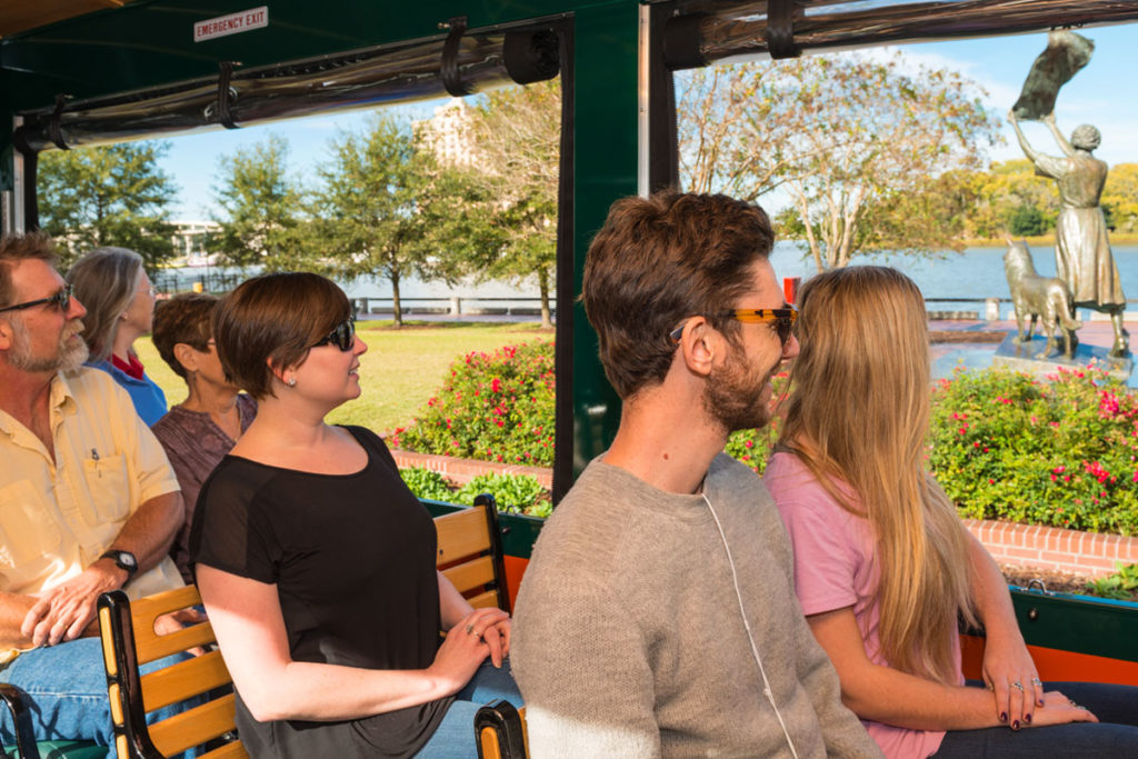 Family sightseeing on Old Town Trolley Savannah