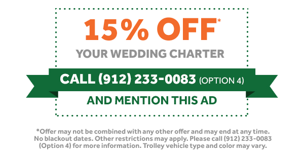 15% off your Savannah wedding charter coupon