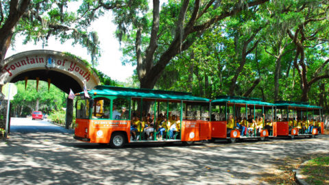 Arriving at the Fountain of Youth in St. Augustine on Old Town Trolley