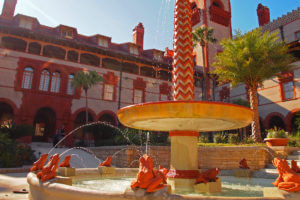 upward view of fountain at flagler college in st augustine