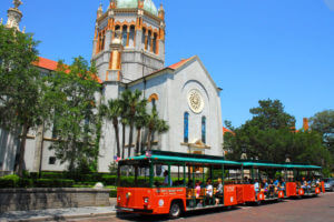 Old Town Trolley tour stop at Flagler Memorial Church