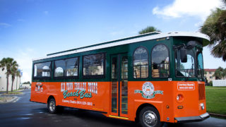 side view of St. Augustine beach bus shuttle