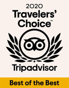 Logo that reads '2020 Travelers' Choice Tripadvisor Best of the Best'