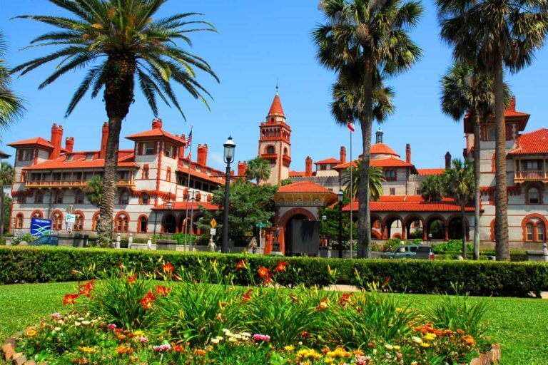 The exterior of Flagler College in St. Augustine, FL