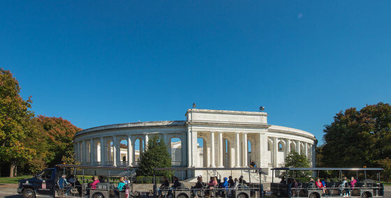 picture of vehicle at Arlington National Cemetery in front of amphitheater