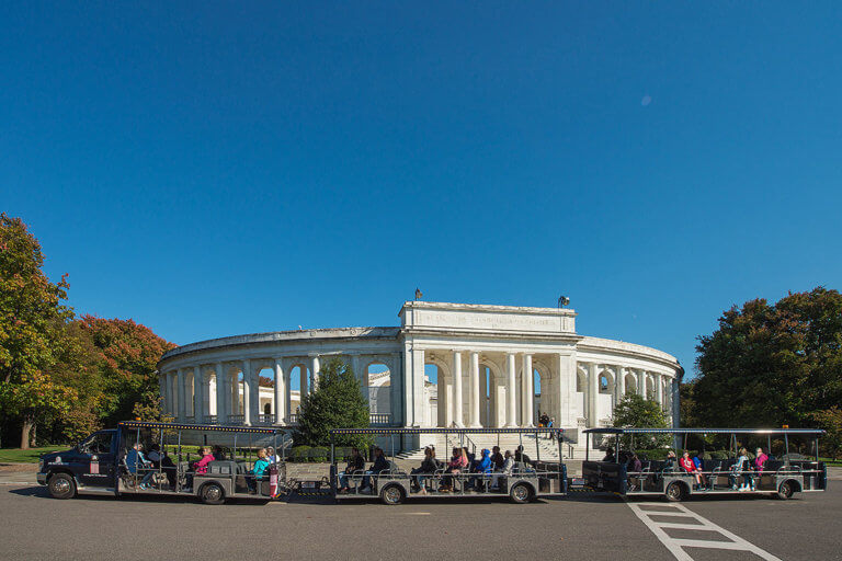 picture of vehicle at Arlington National Cemetery in front of amphitheater