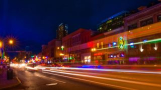 scenic view of nashville broadway street at night