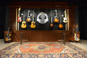 guitars hanging on wall at the gig at belmont university