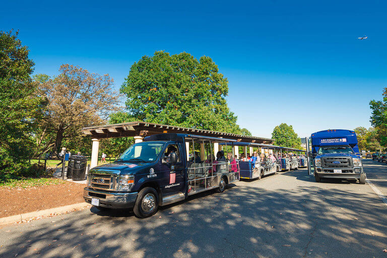 picture of arlington national cemetery tours vehicle at welcome center