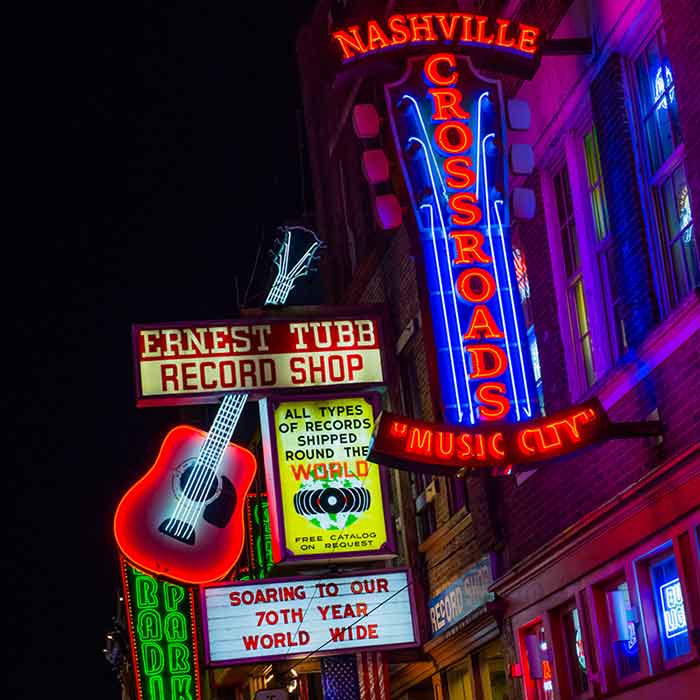 Nashville Crossroads Music City sign