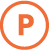 symbol for parking; circle with capital letter P inside