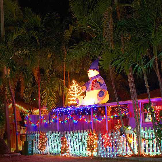 Key west houses during the holidays