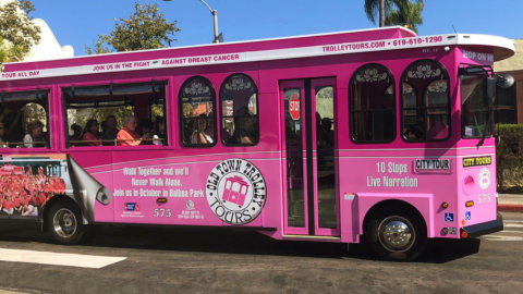 picture of san diego breast cancer awareness pink trolley