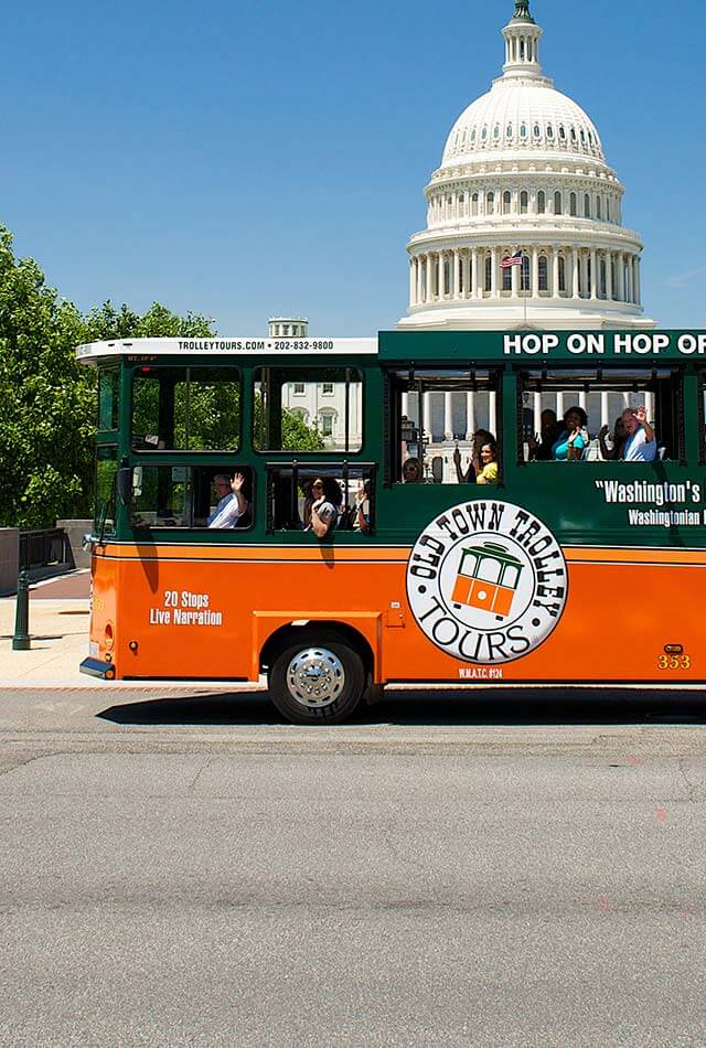 trolley in the capitol during the day
